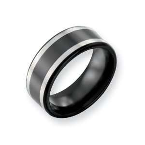   Black With Sterling Silver Inlay 9mm Band, Size 12 Chisel Jewelry