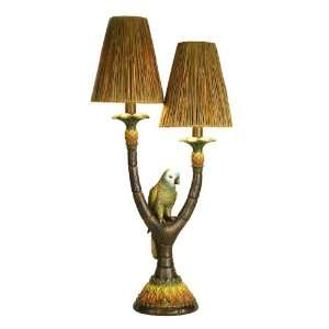  Parrot and Rattan Table Lamp