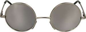 60s Spectacles Mirror Round Lens Matte Silver Hippie Sun Glasses 443MR 