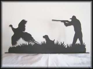 Pheasant Hunter Metal Art Silhouettes with Hunting Dog  