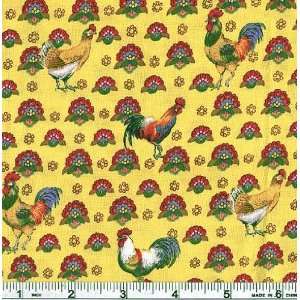  45 Wide Cocorico Rooster Yellow Fabric By The Yard Arts 