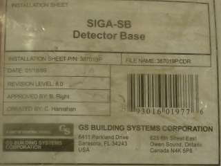 Edwards Smoke Detector Base SIGA SB  NEW   
