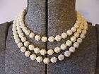 WEST GERMANY VINTAGE THREE ROW WHITE STATEMENT NECKLACE
