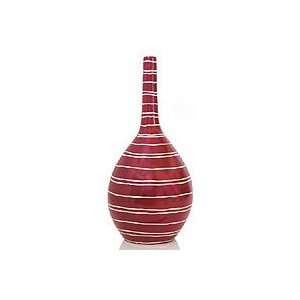  Ceramic vase, Sinewy White on Crimson