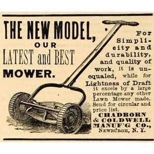  1890 Ad Chadborn Coldwell Push Lawn Care Mower Newburgh 