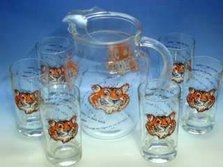   TIGER PITCHER w GLASSES~Put a Tiger in Your Tank~Clemson Fans  