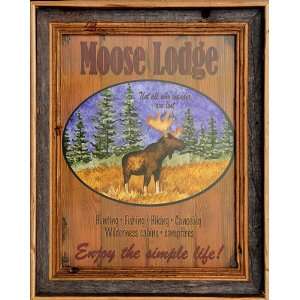  Moose Lodge   Enjoy Simple Life Sign Framed in Barnwood 