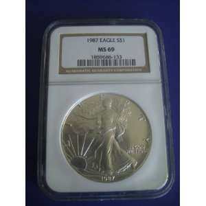  1987 American Silver Eagle $1 NGC Certified MS69 1.OZ 