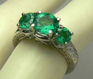 The Orignal 3 Stone Ring with Colombian Emeralds 2cts  