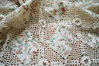 Country Style Fabric Hand Crochet Lace Table Cloth 36  