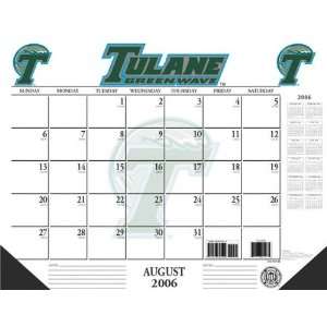  Tulane Green Wave 22x17 Academic Desk Calendar 2006 07 