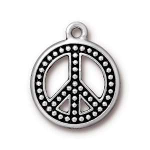   Plated Beaded Peace Sign Pendant Charm 23mm (1) Arts, Crafts & Sewing