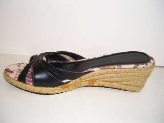 EASY SPIRIT Womens Black Leather Shoes Sandals Size 6.5  