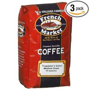 French Market Proprietors Select, Whole Bean, 12 Ounce Bags (Pack of 