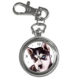  Siberian Husky Puppy Dog 16 Key Chain Pocket Watch N0630 