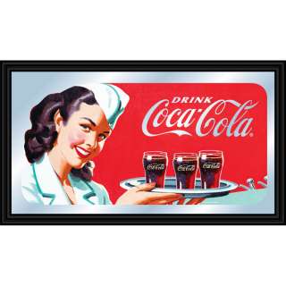 COCA COLA Vintage Art Mirror, Waitress with Tray, Coke  