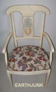   Allen Legacy Antiqued Ivory Hand Carved Pineapple Arm Chair  