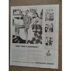  Sanforized Shrunk, Vintage 40s full page print ad. black 
