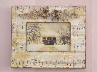 Shabby Cottage Chic Sheet Music Wooden Picture Photo Frame Cream 