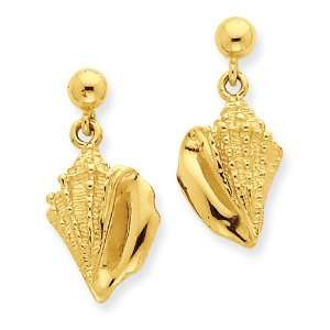  14K Conch Shell Dangle Earrings Jewelry