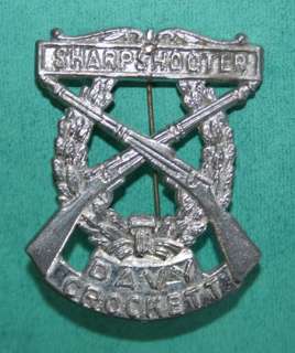 Vintage Davy Crockett Sharpshooter Badge Pin Metal  