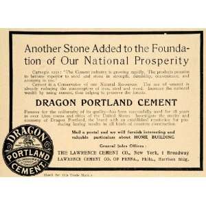  1908 Ad Lawrence Cement Co Logo Dragon Portland Cement 