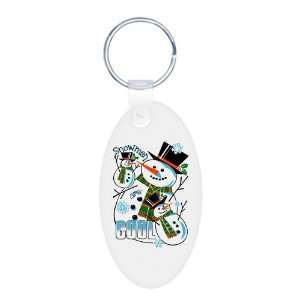   Oval Keychain Christmas Holiday Snowmen Are Cool 