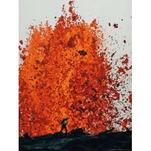  Geologist Approaches a Fountain of Molten Rock, Mauna Ulu 