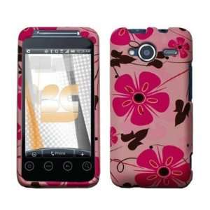 HTC EVO SHIFT Pink Flowers Graphic Design Rubberized 