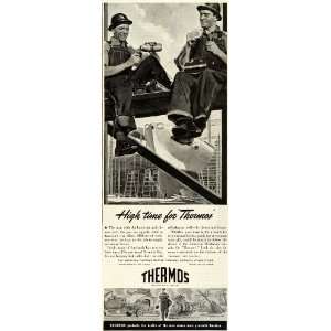  1942 Ad Construction Workers Beams Shipyard Thermos Bottle 