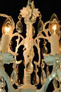 VINTAGE SHABBY COUNTRY FRENCH CHIC CRYSTAL CHANDELIER  