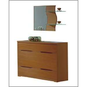Modern Dresser and Mirror in Light Cherry Finish Made in Spain 33B204