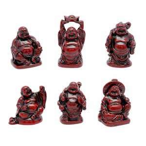  Buddha Set   Red Resin 