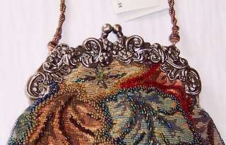MADE IN AMERICA Hand Crafted BEADED EVENING BAG, Multi Color  