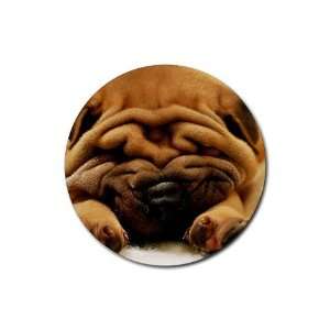  Shar pei puppy Round Rubber Coaster set 4 pack Great Gift 