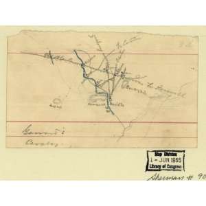  1864 Civil War Map environs of Marietta, Georgia