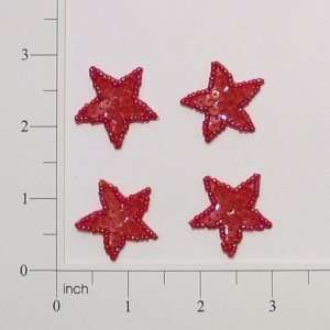  Sequin Star Applique   Coral   Mini   4 pcs 