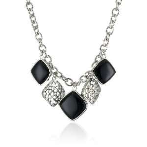  Napier Silver Tone Black Shaky Necklace Jewelry