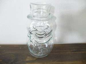 CHRISTMAS SNOWMAN CLEAR GLASS 7 1/2 CANISTER LIBBY of CANADA 