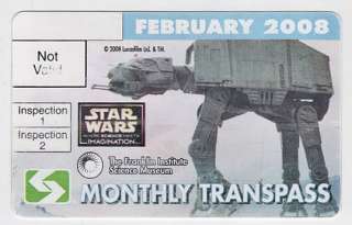 Star Wars Septa Rail Pass AT AT Promo Card Ticket  