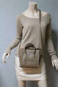 Celine Nano Taupe Smooth Leather Mini Luggage Messenger Bag New  
