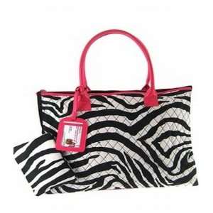  Zebra and Hot Pink Quilted Tote Large 