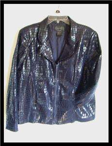Blue Pleather Jacket Coat Selene Sport Womens Size 12  