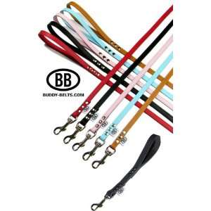  Buddy Belt All Leather Leash   Red 3/4 x 4