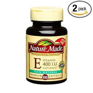  Nature Made Natural Vitamin E 400IU, 100 Softgels (Pack of 