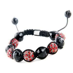  Karma Mantra Red & Black Shamballa Bracelet Jewelry