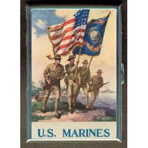 KL U.S. MARINES VINTAGE POSTER ID CREDIT CARD WALLET CIGARETTE CASE 