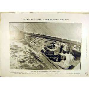  1906 Yachting Crew Mainsheet Yacht Race Sailing Print 