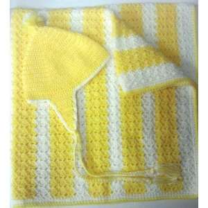  New beautiful Baby Crochet Crib Size Blanket Yellow and 