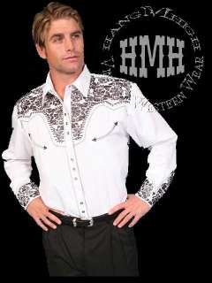634 Scully Western Cowboy Embroidered Shirt Gun Fighter Med Pewter 